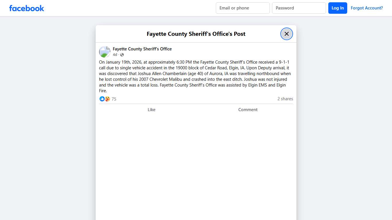 On January 19th, 2026,... - Fayette County Sheriff's Office Facebook